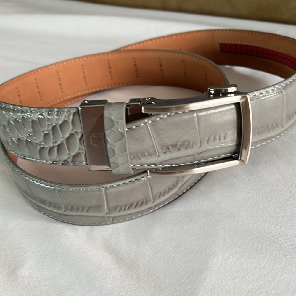Nextbelt NWOT V2 alligator embossed ratchet belt gray leather silver buckle